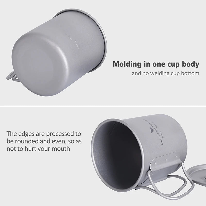 Boundless Voyage Camping Titanium Cup Mug Outdoor Tourist Picnic Cooking Hanging Pot Tableware Hiking Kitchen Equipment Cookware