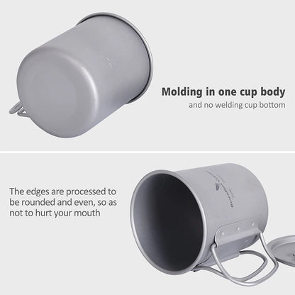 Boundless Voyage Camping Titanium Cup Mug Outdoor Tourist Picnic Cooking Hanging Pot Tableware Hiking Kitchen Equipment Cookware