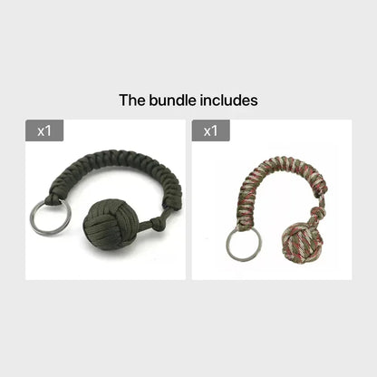 Outdoor Self-Defense Umbrella Rope,Monkey Fist Steel Ball, Paracord Survival Key Chain, Outdoor Safety Protection Accessories