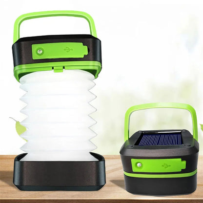 Solar Camping Light Foldable Waterproof USB Rechargeable Lantern 3Modes LED Flashing Lamp Fishing Travle Outdoor Tent Power Bank