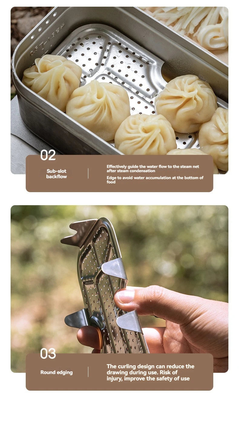 CAMPINGMOON Outdoor Camping Aluminum Lunch Box Bottom Net Picnic Thickened Stainless Steel Steaming Net With High Steaming Sheet