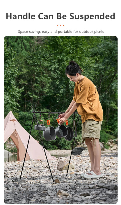 BISINNA Outdoor Aluminum Alloy Camping Cookware Utensils Water Kettle Pan Pot Cooking Set for Travelling Hiking Picnic BBQ