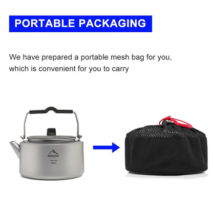 Ultralight Titanium Camping Kettle Outdoor Tea & Coffee Pot Grey-4