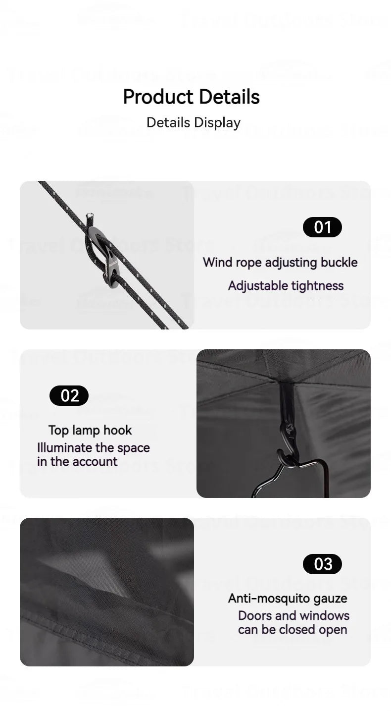 Naturehike Blackdog One-touch Tent Outdoor Automatic Tent Camping Dome Hexagonal Black Coated Quick Open Waterproof Shelter 150D