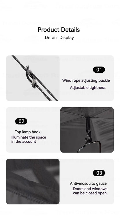 Naturehike Blackdog One-touch Tent Outdoor Automatic Tent Camping Dome Hexagonal Black Coated Quick Open Waterproof Shelter 150D