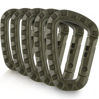 5Pcs Tactical 3.5" Plastic Carabiner Molle Clip ITW Keychain D-Shape Hard Spring Snap Gear Hook Outdoor Camping Hiking EDC Tools