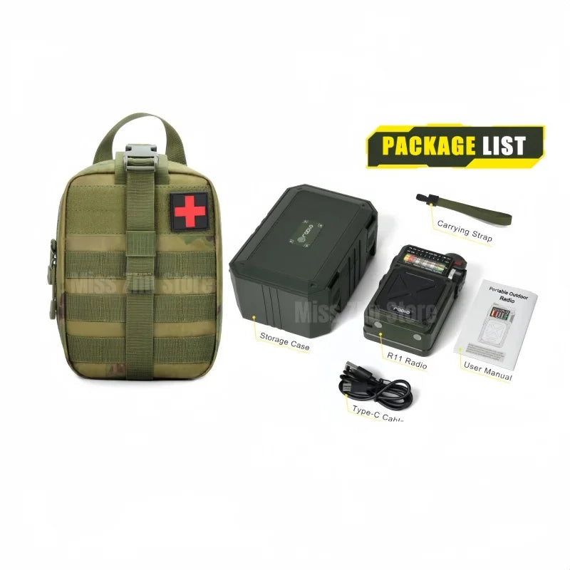 R11 Solar Hand Generator Radio Card Speaker Outdoor Emergency Disaster Prevention Survival Equipment with SOS Alarm Flashlight