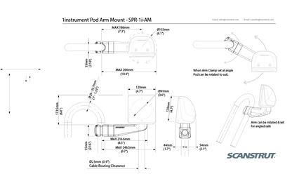Scanstrut Arm Arm Arm Pod for 1 standard instrument | 4Boats
