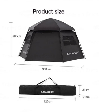Naturehike Blackdog One-touch Tent Outdoor Automatic Tent Camping Dome Hexagonal Black Coated Quick Open Waterproof Shelter 150D