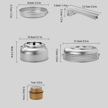 10pcs Camping Stove Kit Camping Pot Pan Stove Set Outdoor Frying Pan Kettle for Outdoor Camping Cooking Backpacking
