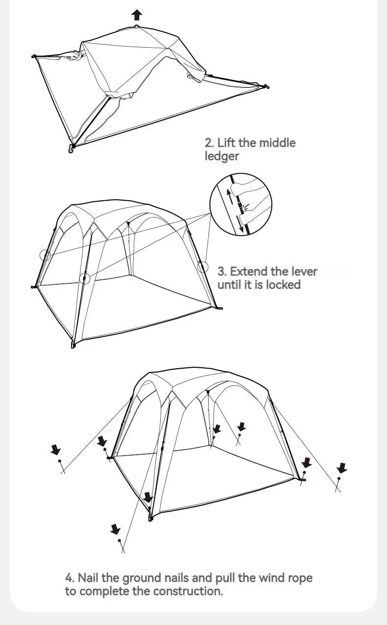 Naturehike Cloud World Awning 4 Persons Tarp Shelter Canopy 10㎡ Camping Large Shade Titanium Vinyl Black UPF50+ Waterproof Tent
