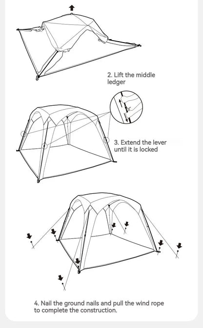 Naturehike Cloud World Awning 4 Persons Tarp Shelter Canopy 10㎡ Camping Large Shade Titanium Vinyl Black UPF50+ Waterproof Tent