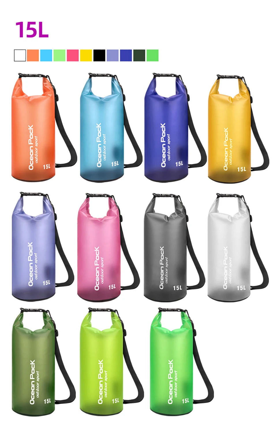 Waterproof Swimming Bag Dry Sack 5L/10L/15L/20L Waterproof Floating Dry Gear Bags For Boating Fishing Rafting Swimming