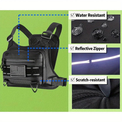 OutdoorTactical Chest BagRunning Vest Waterproof Anti-Theft Chest Bag Running Vest Bag with Adjustable Shoulder Straps