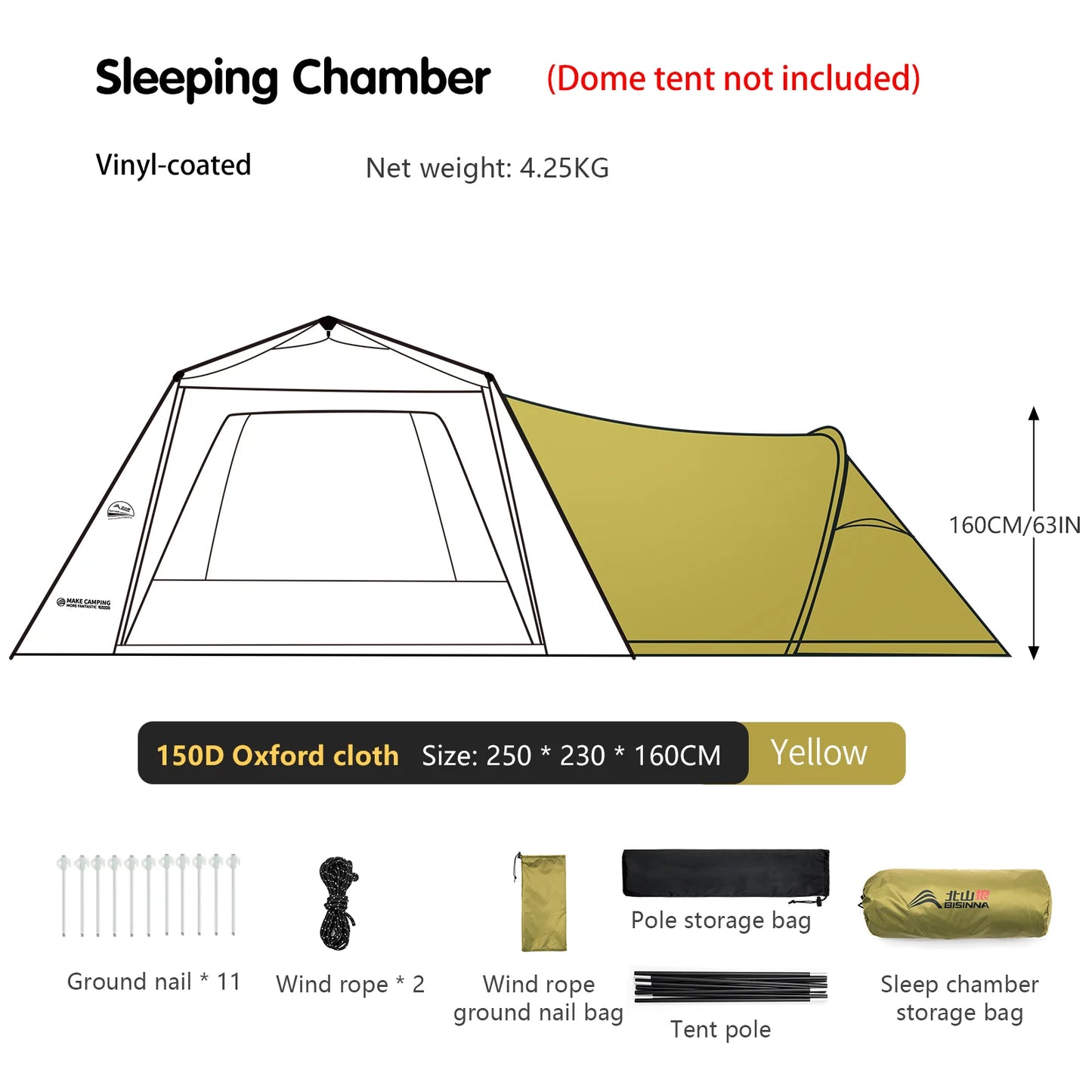 BISINNA 6-8 Persons One-touch Dome Tent Vinyl Coated Canopy Waterpoof Sunshade Shelter for Family Camping Travel Outdoors