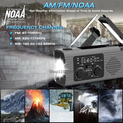 Portable Solar Radio Flashlight Hand Crank Weather Radio AM/FM/NOAA Radio Crank 3 Way Charging Survival For Camping