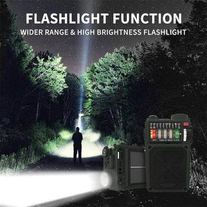 R11 Solar Hand Generator Radio Card Speaker Outdoor Emergency Disaster Prevention Survival Equipment with SOS Alarm Flashlight