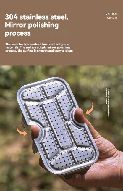 CAMPINGMOON Outdoor Camping Aluminum Lunch Box Bottom Net Picnic Thickened Stainless Steel Steaming Net With High Steaming Sheet