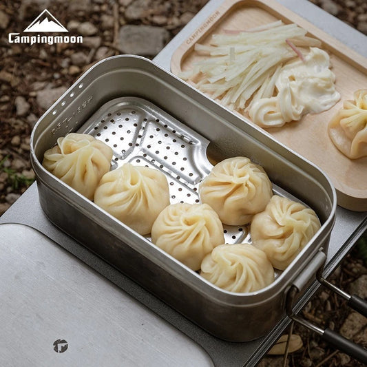 CAMPINGMOON Outdoor Camping Aluminum Lunch Box Bottom Net Picnic Thickened Stainless Steel Steaming Net With High Steaming Sheet