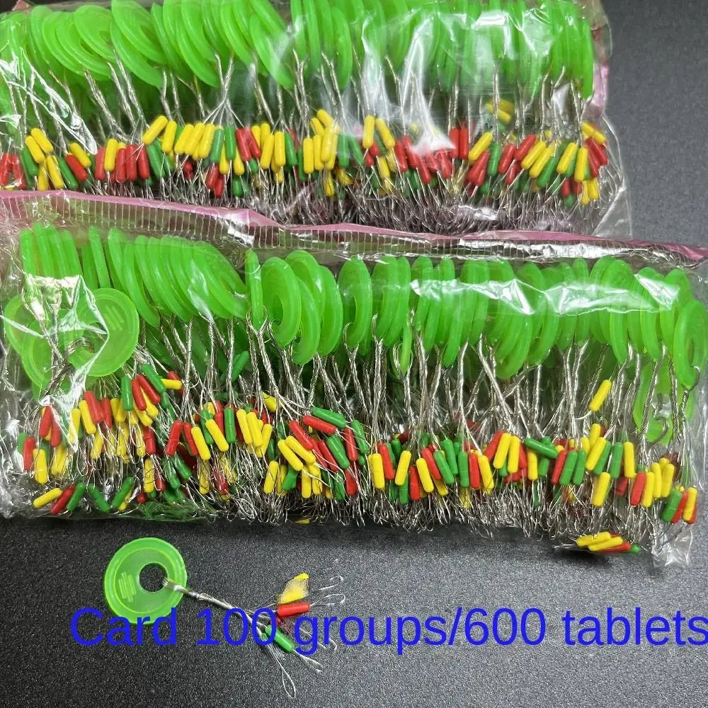 600pcs 100 Groups Float Rubber Stopper Fishing Bobber Stopper Float Oval Bean Space Fishing Line Tackle Accessories