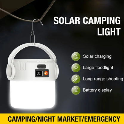Ultra long endurance camping light, solar powered outdoor rechargeable tent light, emergency light, compact and portable, recha