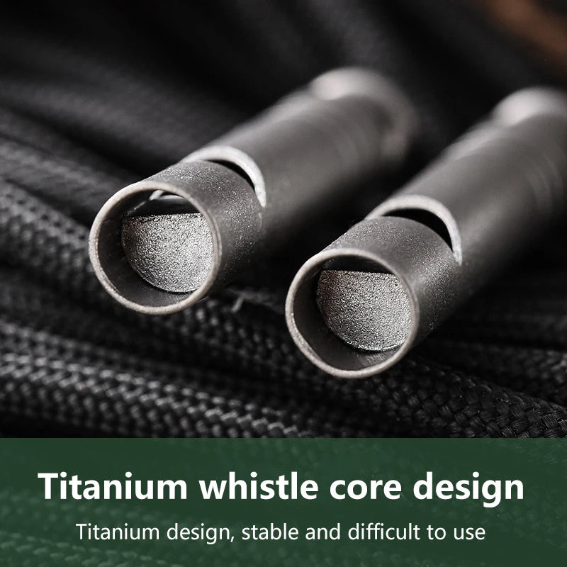 [OD] Titanium Whistle with Lanyard Emergency Safety Survival Whistle Ultralight Camping Hiking Outdoors Emergency