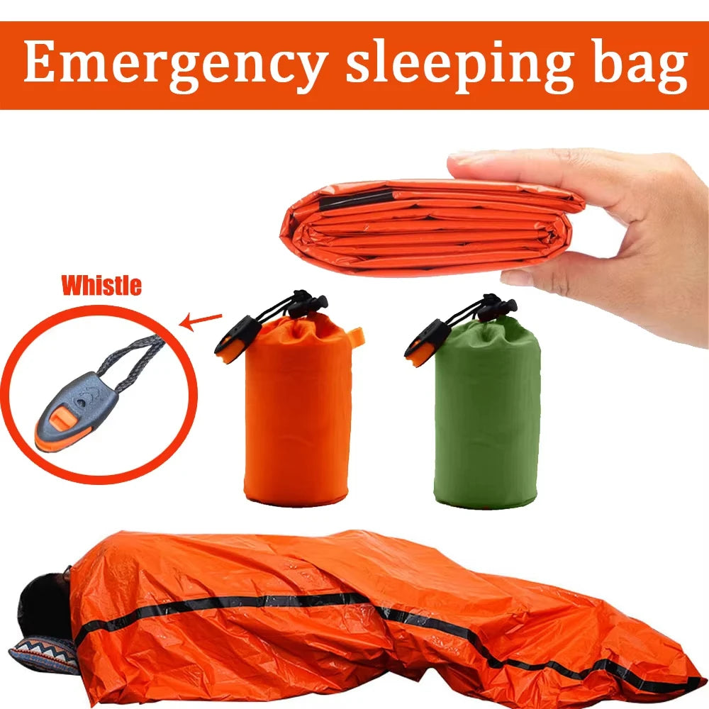 Portable Insulated sleeping bag Waterproof Emergency Survival Outdoor Edc Camping Gear Thermal Sack First Aid Rescue Kit Mylar