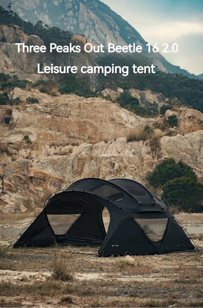 3FUL GEAR 2.0 Beetle 16 Dome Tent 70D Nylon Spherical Tent Breathable Large Space Tunnel Tent With Chimney Mouth Camping Hiking