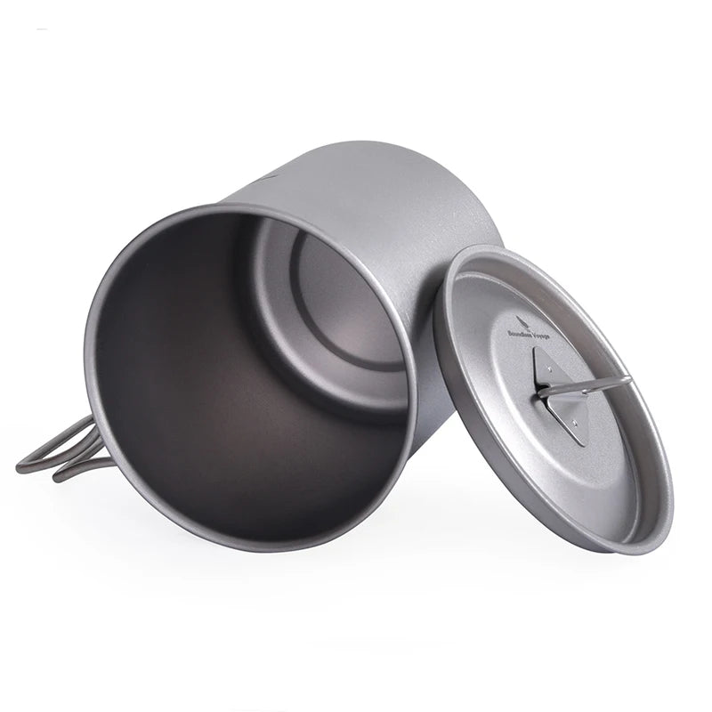 Boundless Voyage Camping Titanium Cup Mug Outdoor Tourist Picnic Cooking Hanging Pot Tableware Hiking Kitchen Equipment Cookware