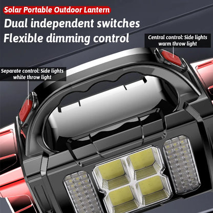 Dual Color + Dual Light Source Solar Rechargeable 16 LED Light USB Power Bank Function Multi Switches Portable Outdoor Lighting