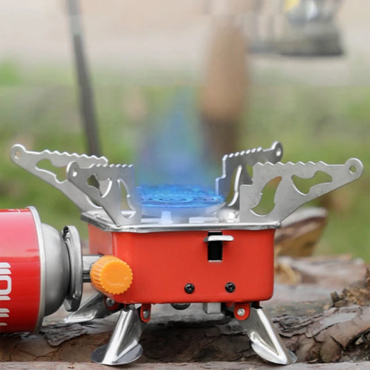 Outdoor Mini Square Stove Portable Folding Gas Stove Card Camping Cooking Utensil Ultra-Light Travel Cookware Hiking Equipment