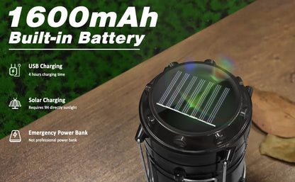 4Pack Solar Camping Lantern,Collapsible LED Solar USB Rechargeable Flashlight Emergency Hanging Lights for Camping Power Outages