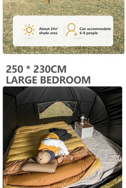 BISINNA 6-8 Persons One-touch Dome Tent Vinyl Coated Canopy Waterpoof Sunshade Shelter for Family Camping Travel Outdoors