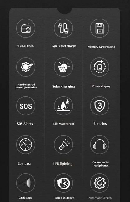 R11 Solar Hand Generator Radio Card Speaker Outdoor Emergency Disaster Prevention Survival Equipment with SOS Alarm Flashlight
