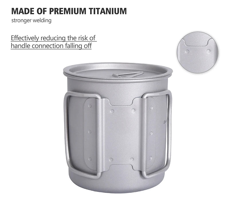 Boundless Voyage Camping Titanium Cup Mug Outdoor Tourist Picnic Cooking Hanging Pot Tableware Hiking Kitchen Equipment Cookware
