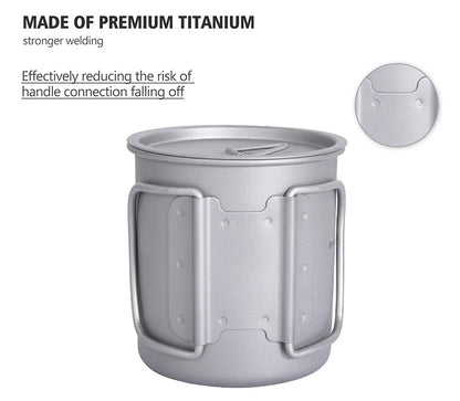 Boundless Voyage Camping Titanium Cup Mug Outdoor Tourist Picnic Cooking Hanging Pot Tableware Hiking Kitchen Equipment Cookware