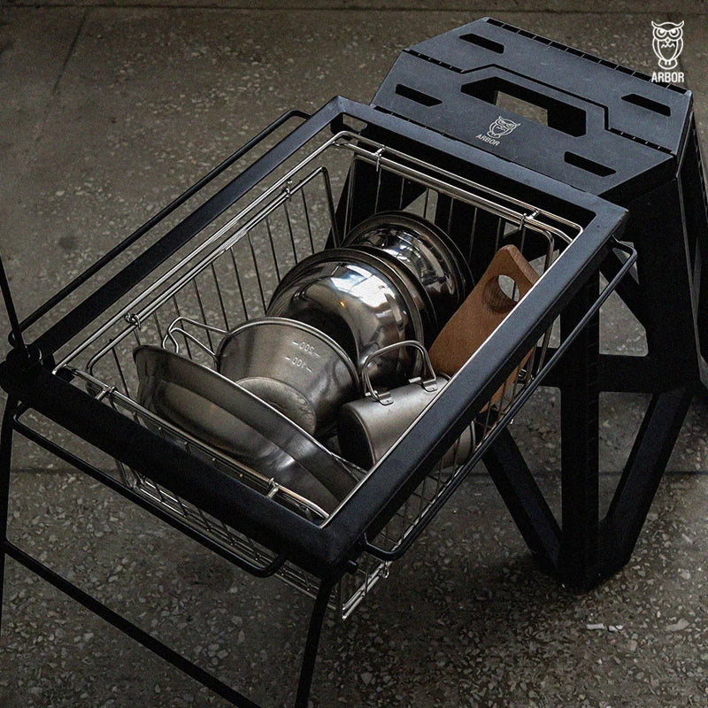 ARBOR FOLDING STAINLESS BASKET WILD CAMPING OUTDOOR