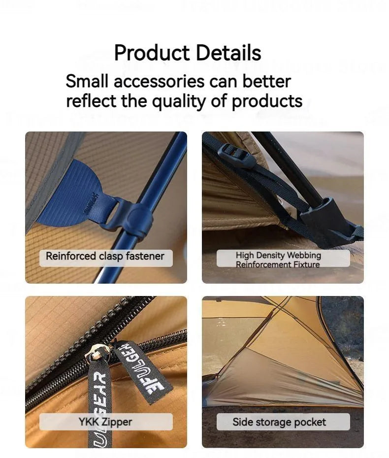 3FUL GEAR 2.0 Beetle 16 Dome Tent 70D Nylon Spherical Tent Breathable Large Space Tunnel Tent With Chimney Mouth Camping Hiking