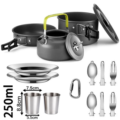 Camping Cooking set Camping Cookware Travel Tableware Outdoor Picnic Set Teapot For 2-3 Peaple Non-stick pots assorted sets