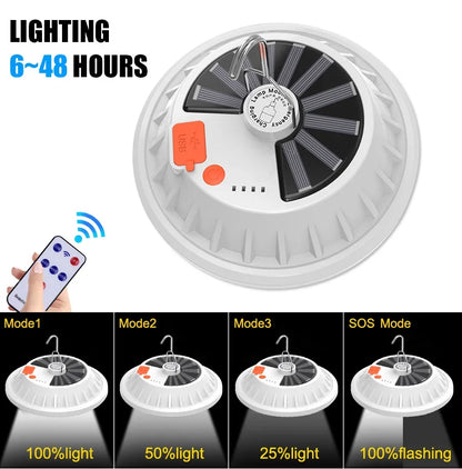 USB Rechargeable LED Solar Camping Light Portable Lanterns 5 Mode Emergency Night Market Light Outdoor Tent Lamp for BBQ Fishing