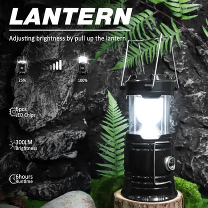 4Pack Solar Camping Lantern,Collapsible LED Solar USB Rechargeable Flashlight Emergency Hanging Lights for Camping Power Outages