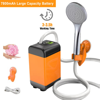Outdoor Electric Shower Portable Shower Pump USB Rechargeable Waterproof Sprinkler Shower Head for Camping Travel Pet Watering