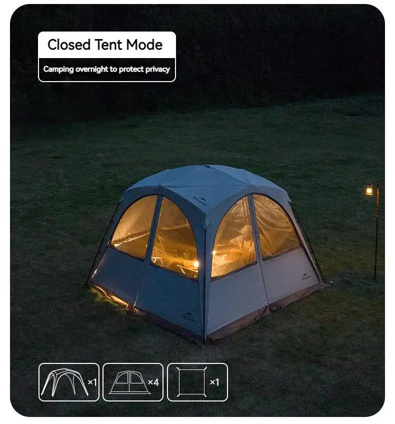 Naturehike Cloud World Awning 4 Persons Tarp Shelter Canopy 10㎡ Camping Large Shade Titanium Vinyl Black UPF50+ Waterproof Tent