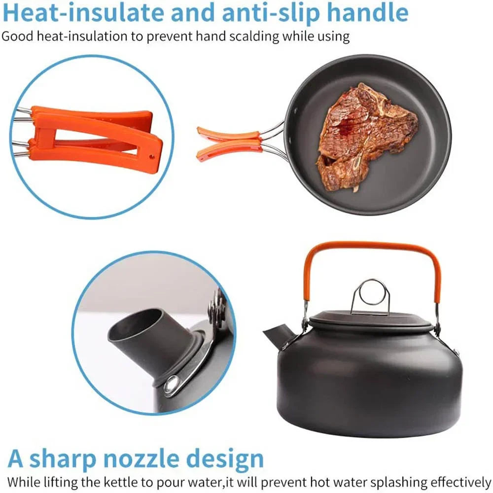 Camping Cookware Set Non-Stick Pots for 2-3 People-2