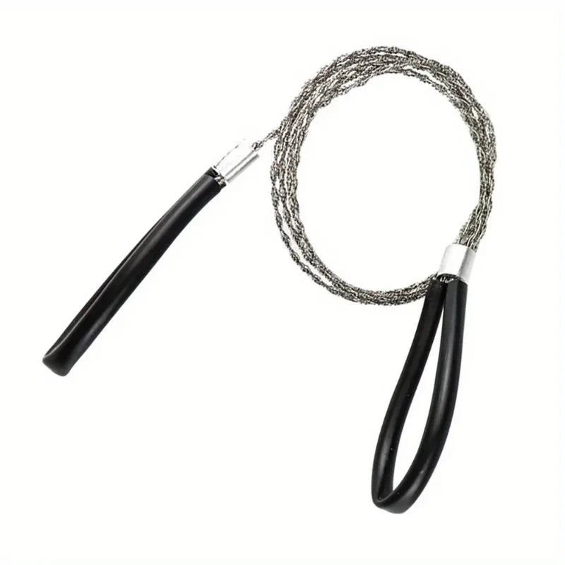 1pc Leather Cover Stainless Steel Wire Saw Wilderness Survival Outdoor Camping Hike Mini Hand Pulled Rope Saw Survival Equipment