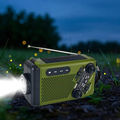Emergency Solar Crank Radio AM FM SW Weather Alert 1200mAh Power Bank LED Flashlight SOS Alarm for Outdoor Survival Camping