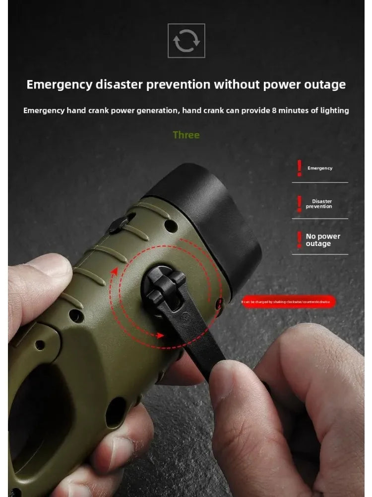 Solar Powered LED Flashlights USB Charging Flashlight Survival Gear for Outdoor Camping Hiking Emergency Torch Light