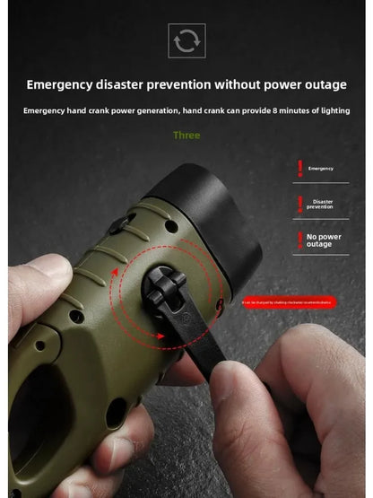Solar Powered LED Flashlights USB Charging Flashlight Survival Gear for Outdoor Camping Hiking Emergency Torch Light