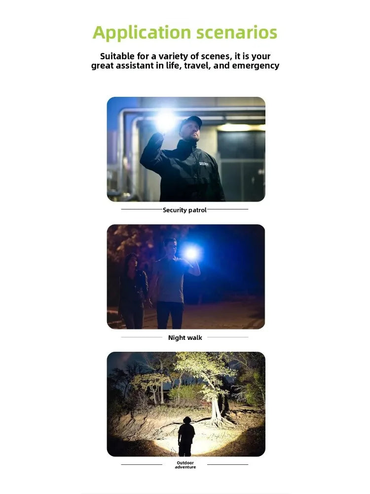 Solar Powered LED Flashlights USB Charging Flashlight Survival Gear for Outdoor Camping Hiking Emergency Torch Light