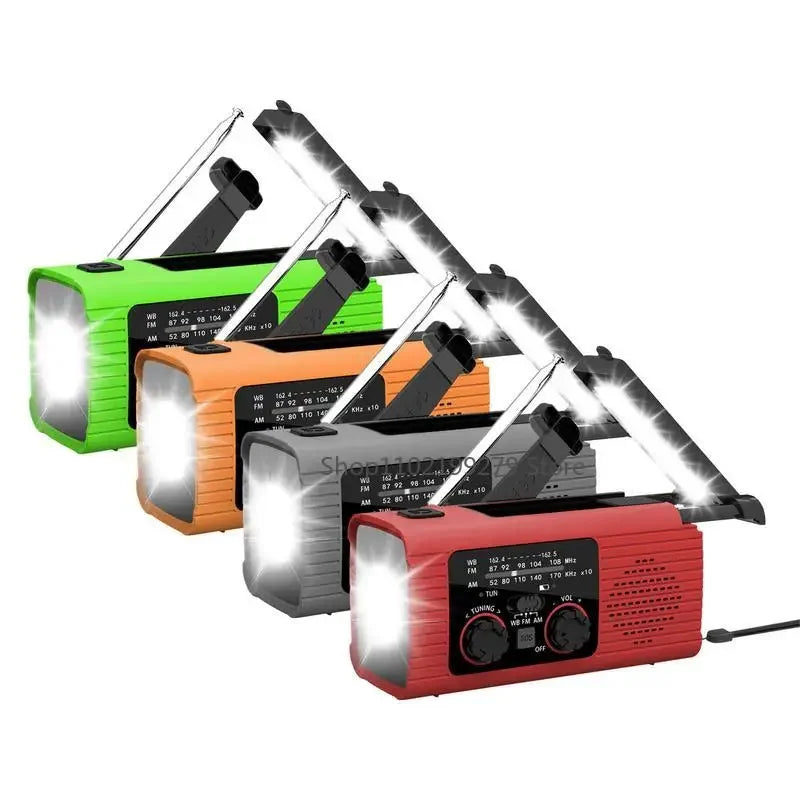 Portable Solar Radio Flashlight Hand Crank Weather Radio AM/FM/NOAA Radio Crank 3 Way Charging Survival For Camping